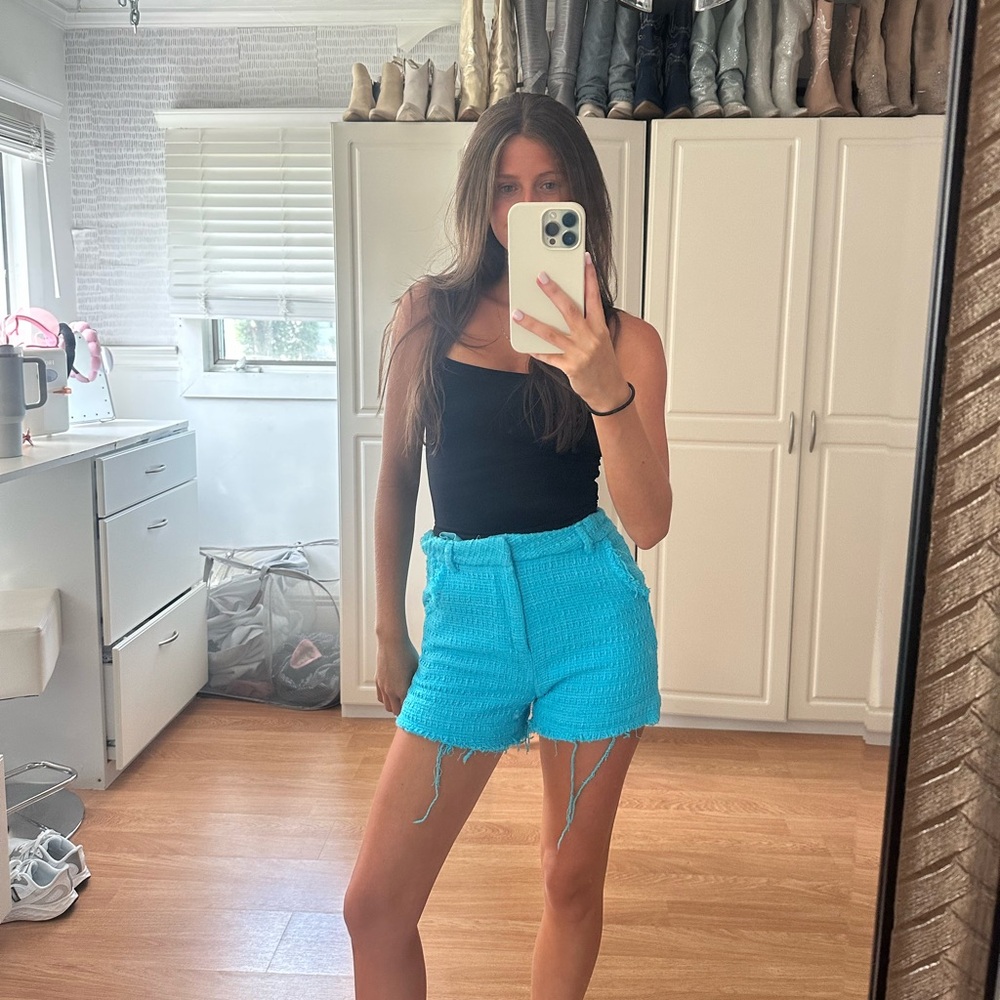 blue tailored shorts